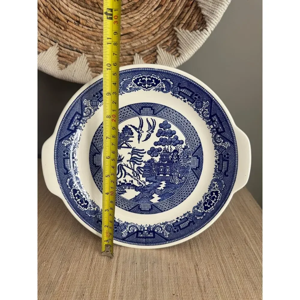 Vintage Blue Willow Transferware Chinoiserie Serving Platter 11” |